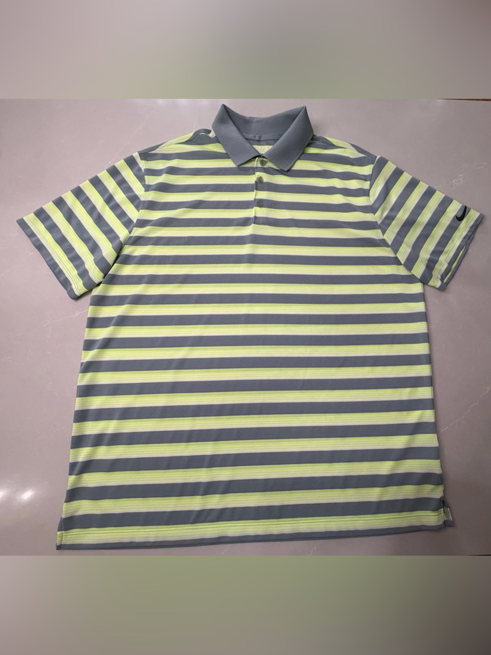 Nike Dri-Fit Golf Tour Performance Men's Short-Sleeve Polo in Gray/Lime Stripe